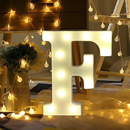 LED Light Up Alphabet Letter Lights White Plastic Letter Standing Sign F